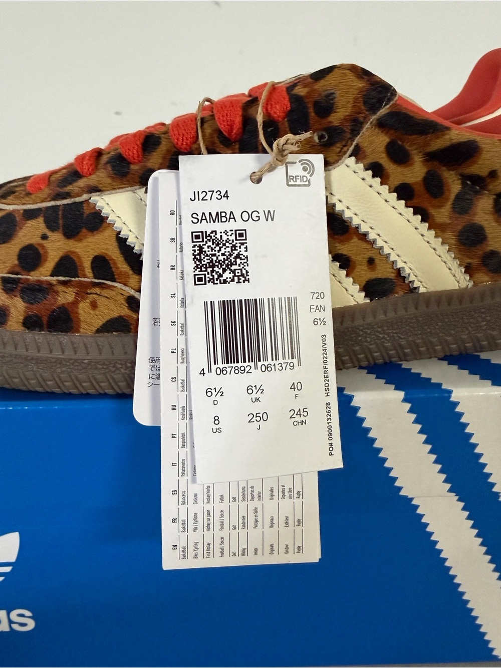 adidas Leopard Print Samba Sneakers - Brown/Red/Cream - Picture 8 of 11
